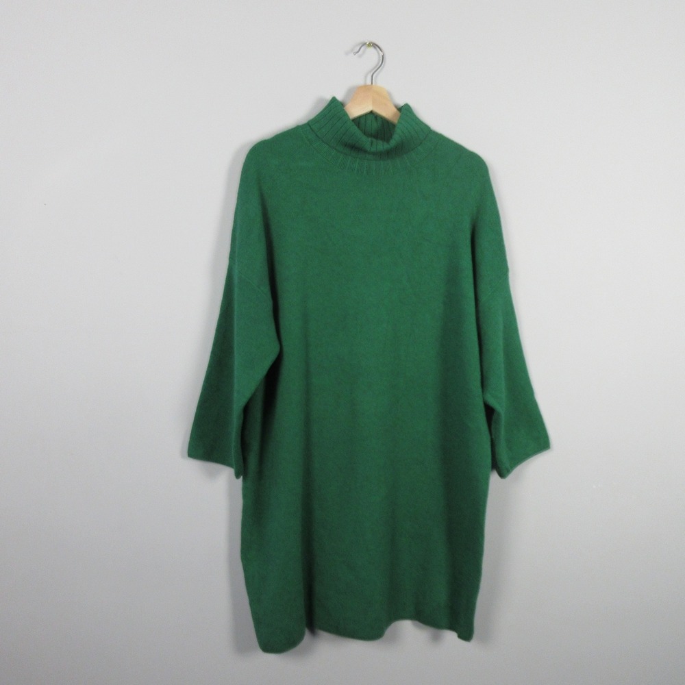 POMANDER PLACE Vivianne Green Turtleneck Oversized Sweater Dress XL 3/4 Length